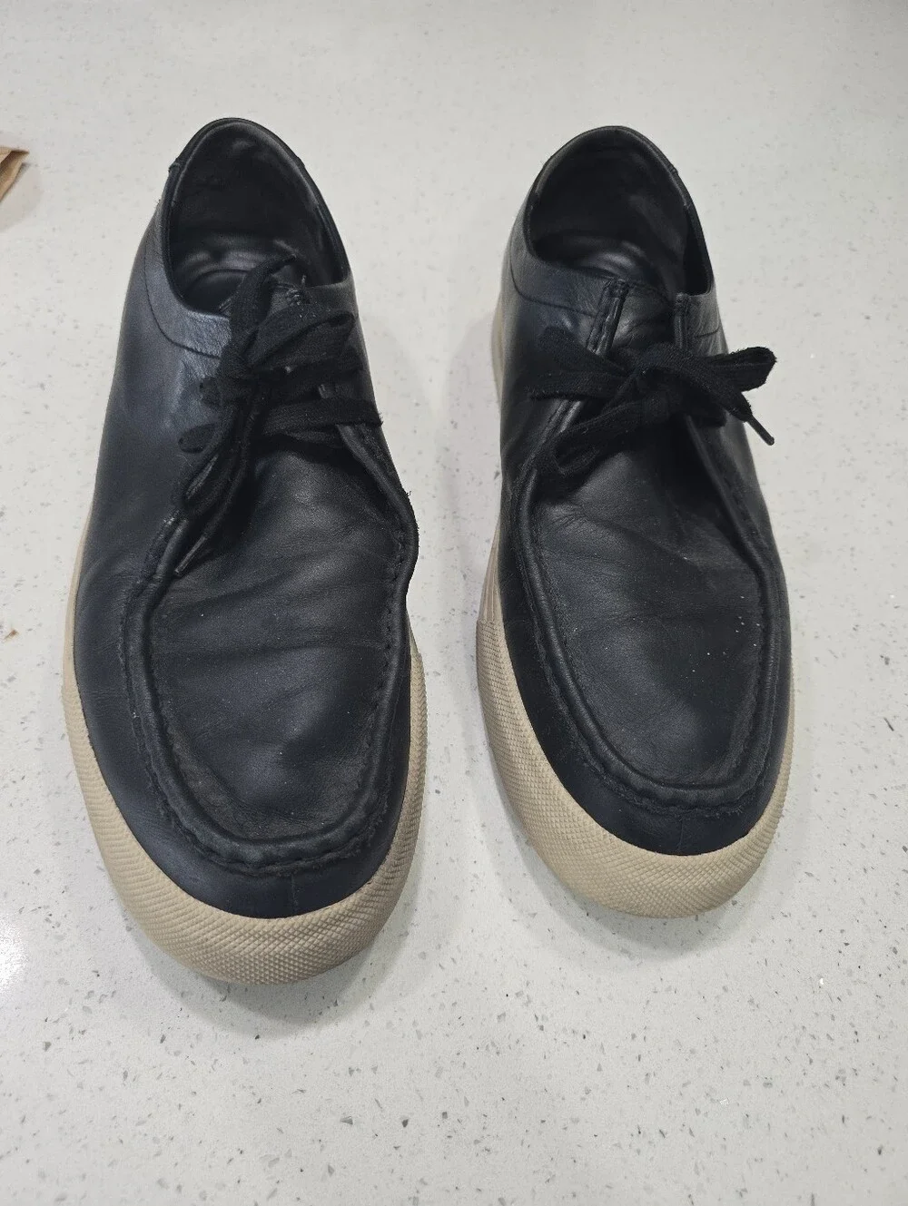 VINCE Black Leather Casual Lace-Up Men’s Shoes